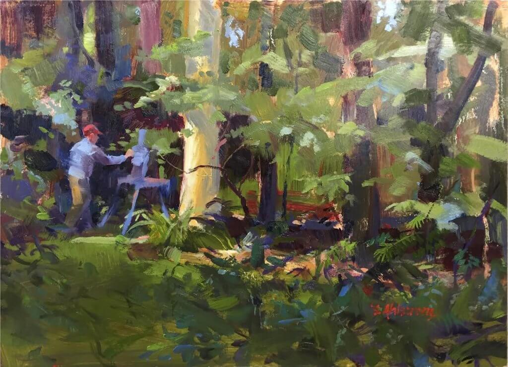 painting is by Ed Ahlstrom, Bloomsberry Square, 9 x12, oil
